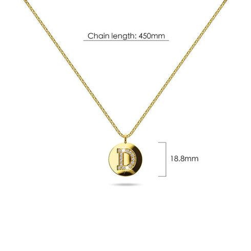 Solid 925 Sterling Silver Initial Alphabet Personalised Disc Necklace